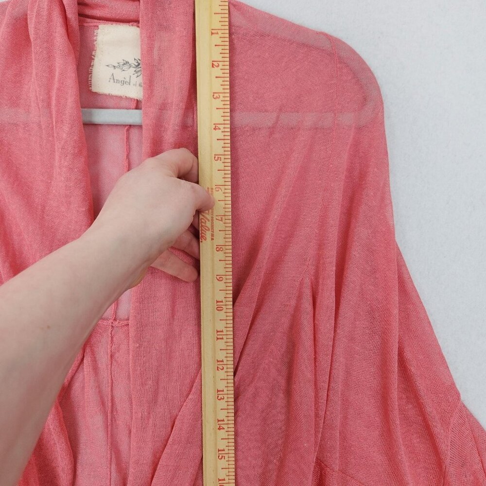 Anthropologie Angel Of The North Sweater Women Medium Pink Linen Blend Tie Front - Picture 9 of 16